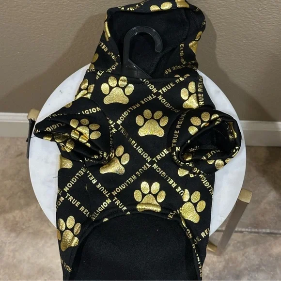 True Religion Metallic Paw Logo Dog Hoodie - Picture 8 of 8